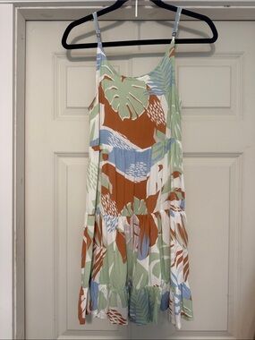 Roxy Tropical Print Sundress in Green, Blue & Brown